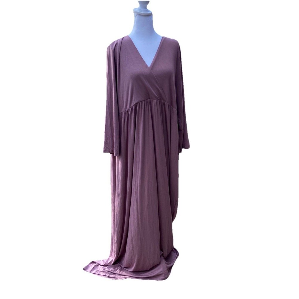 Maternity Womens 3X Empire MAXI Dress Mauve 3/4 Sleeve Spring Formal Casual NWT
